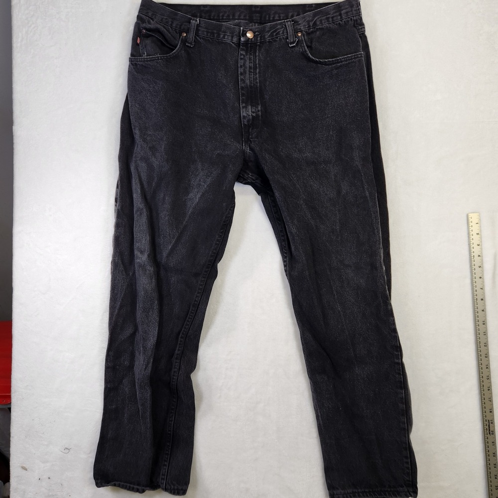 RED KAP Mens Black Washed Denim Work Pants Relaxed Fit Straight Leg Size 40x30‎